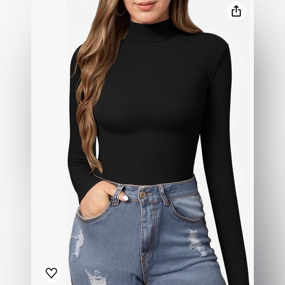 NWT Mangopop Long Sleeve Turtle Neck Bodysuit- size Large